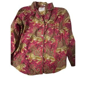 Printfresh Bagheera Pajama Set Womens XS Pink Leopard Print Long Sleeve